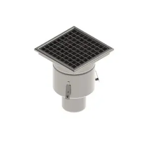 Sifon INOX STAINLESS 250x250 cu gratar tip grila antialunecare iesire verticala DN110 L15 250x250x314 (0522.10.11.3AS)