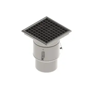 Sifon INOX STAINLESS 250x250 cu gratar tip grila antialunecare iesire verticala DN150 L15 250x250x314 (0522.15.11.3AS)