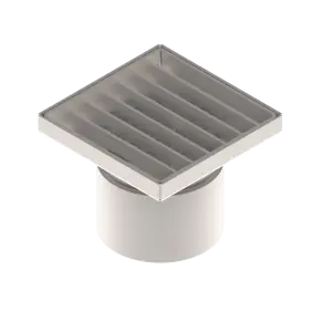 Sifon INOX STAINLESS 150x150 cu gratar in fanta iesire verticala DN110 L15 151x151x130 (0525.10.11.3.4-EU)