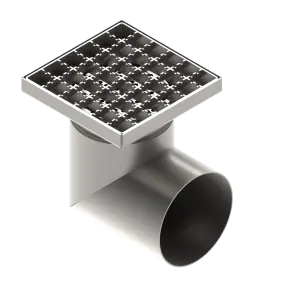 Sifon INOX STAINLESS 150x150 cu gratar tip grila antialunecare iesire laterala DN110 L15 151x151x195 (0525.10.21.3.3-1-EU)