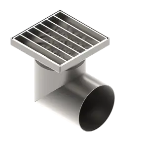 Sifon INOX STAINLESS 150x150 cu gratar in fanta iesire laterala DN110 L15 151x151x195 (0525.10.21.3.4-EU)