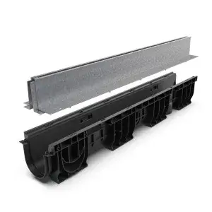 Kit rigola PP BASE LN100 Htot.250 gratar OZ tip Fanta T H100mm A15-C250 1000x160x250 (080001T100)