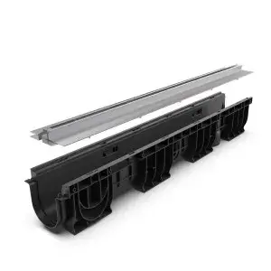 Kit rigola PP BASE LN100 Htot.175 gratar OZ tip Fanta T H25mm A15-C250 1000x160x175 (080001T25)