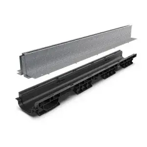 Kit rigola PP BASE LN100 Htot.180 gratar OZ tip Fanta T H100mm A15-C250 1000x156x180 (0800801T100)