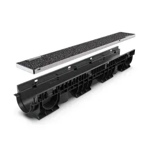 Kit rigola PP BASE LN100 Hext.135 gratar INOX tip pietris culoare maro A15 1000x156x135 (080121207918-D)