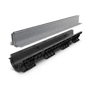 Kit rigola PP BASE LN100 Htot.220 gratar OZ tip Fanta T H100mm A15-C250 1000x156x220 (080201T100)