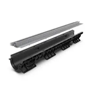 Kit rigola PP BASE LN100 Htot.145 gratar OZ tip Fanta T H25mm A15-C250 1000x156x145 (080201T25)