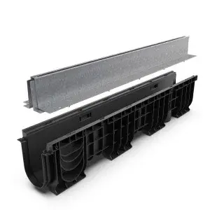 Kit rigola PP BASE LN100 Htot.300 gratar OZ tip Fanta T H100mm A15-C250 1000x160x300 (080401T100)