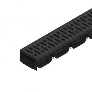 Kit rigola PP EASY 2 LN100 Hext.70 gratar PP Negru A15 1000x125x70 (08818-N)