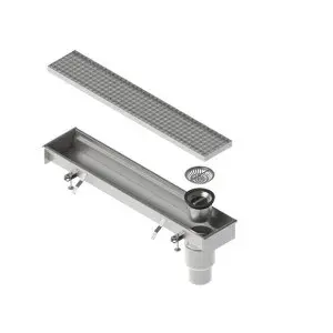 Kit rigola INOX STAINLESS modulara LN150 H100-95 gratar inox grila L15 iesire verticala capat DN110 1000x210x100 (990301-001)