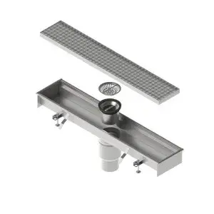 Kit rigola INOX STAINLESS modulara LN150 H100 gratar inox grila L15 iesire verticala mijloc DN110 1000x210x100 (990301-002)