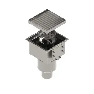 Sifon INOX STAINLESS 300x300 pentru rigola modulara LN100, iesire verticala DN110 cu gratar tip fante M125 (992394-4)