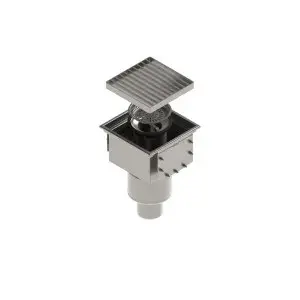 Sifon INOX STAINLESS 300x300 pentru rigola modulara LN150, iesire verticala DN110 cu gratar tip fante M125 (992994-4)