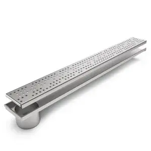 Kit Rigola INOX STAINLESS dus/balcon cu panta LN110 H22.5-25 gratar inox L15 iesire verticala capat DN50 1000x120x25 (994505)