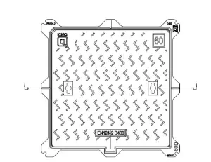 Capac FONTA URBAN patrat 590x590 PL.490x490 Hext.35 B125 (EKO6060B)